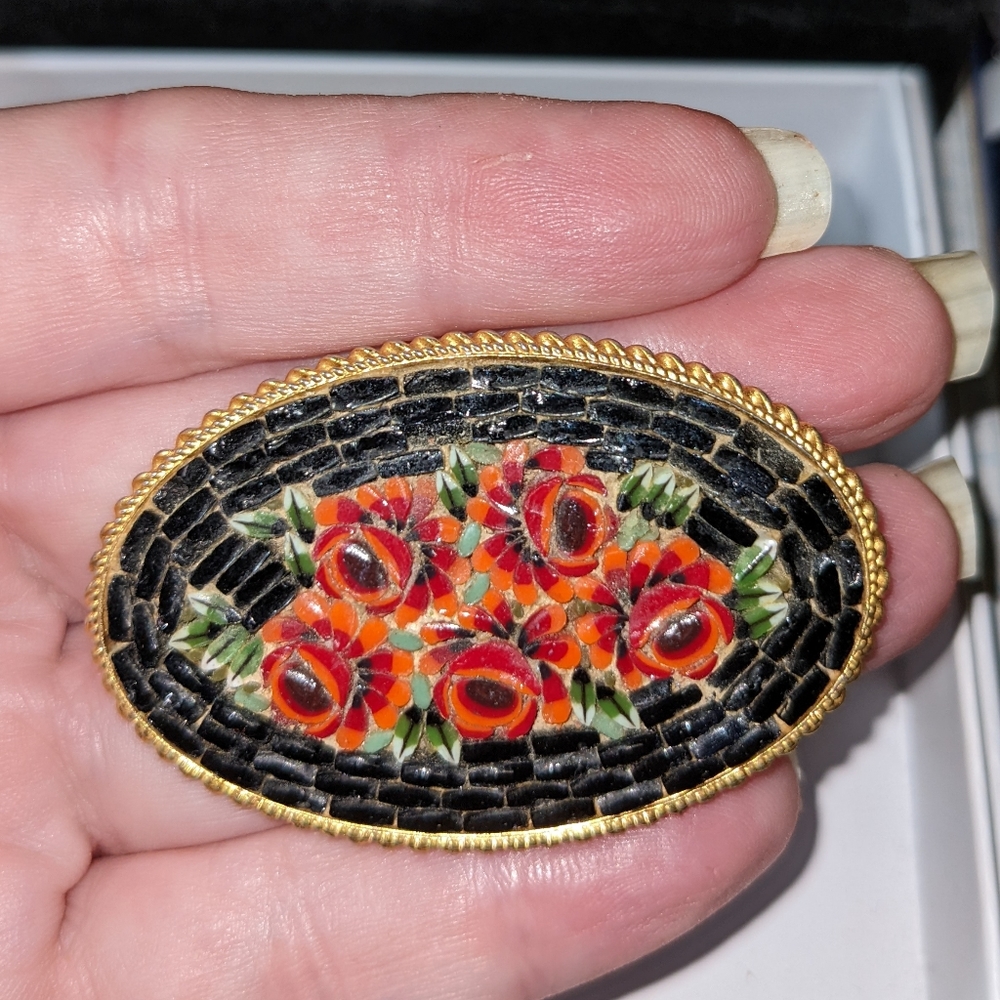 Vintage Micromosaic Pin Unsigned